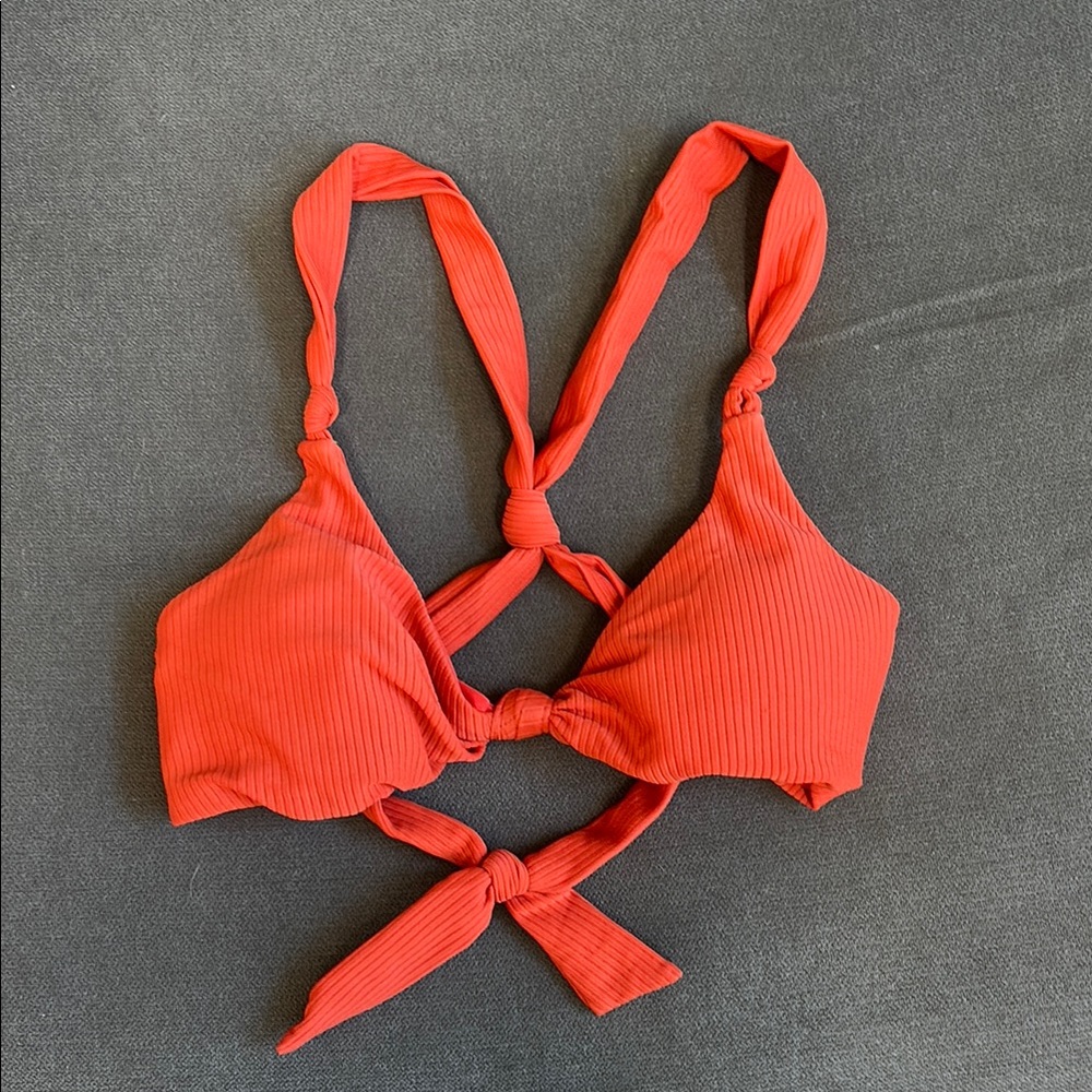 Orange Knotted Bikini Top